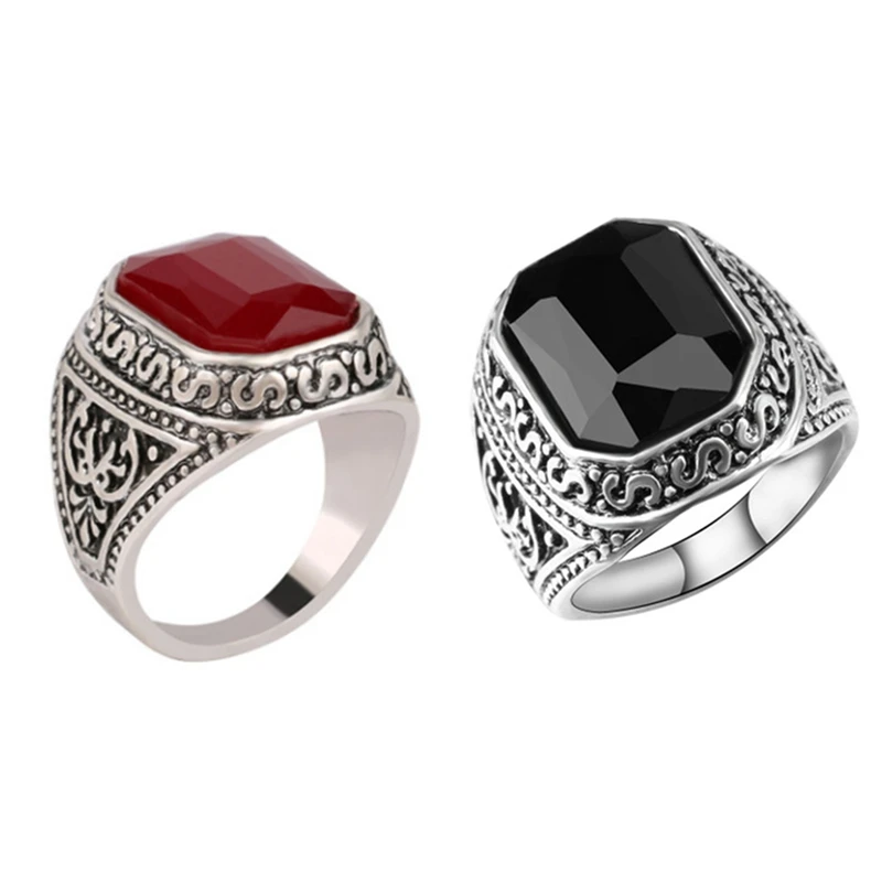 

Men's Retro Finger Ring Square Enamel Rings Fine Jewelry