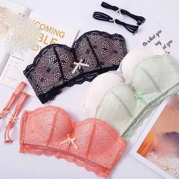 

1/2 cup seamless push up side gather bra set dress beautiful lace underwear girls adjustable intimates embroidery lingerie suits