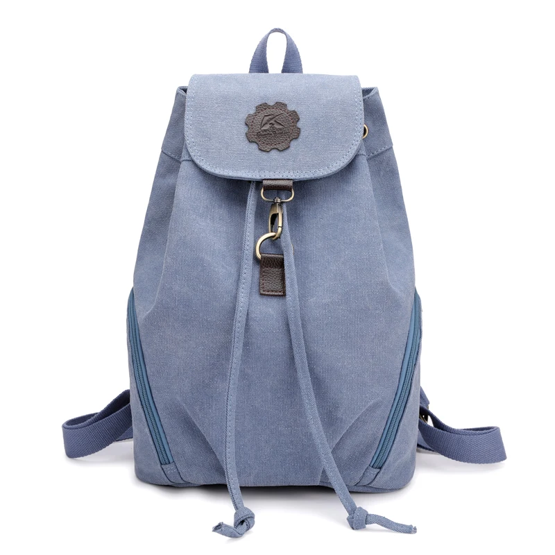 Для женщин Повседневное парусиновые школьные рюкзаки сумки подросток для девочки высокое качественный вместительный леди сумка простой серый студент мешок - Цвет: Smokyblue