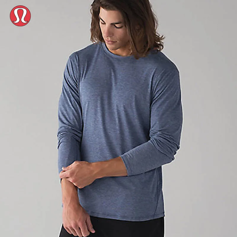 Lululemon Для мужчин с длинными Футболка рукавами Горячая дышащий Костюмы синий и
