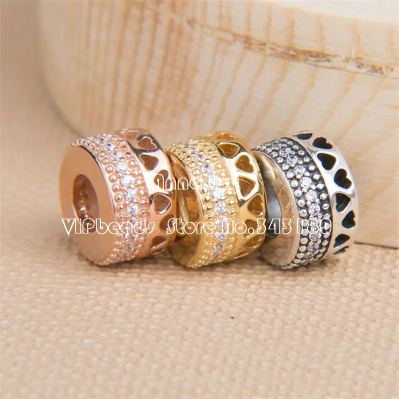

2018 Fall S925 Sterling Silver Hearts Charm With Clear CZ Charm Bead Fits All European Woman Jewelry DIY Bracelets Necklaces