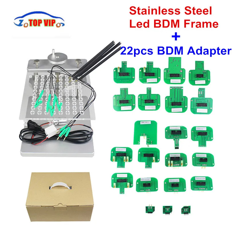 

BDM Frame with Probe Adapters for KTAG KESS KTM BDM Dimsport Full Set 22PCS Adapter Aluminum Alloy LED BDM Frame ECU Programmer