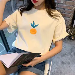 2019 Новая летняя Милая футболка с фруктовым принтом с коротким рукавом Femme повседневная с круглым вырезом свободная футболка Женская Harajuku