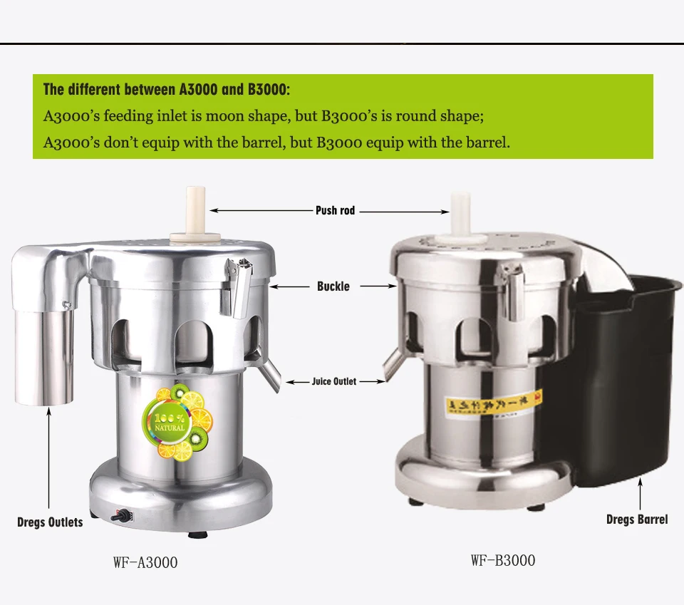 WF-A3000/B3000 Electric Professional Slow juicer extractor commercial use for fruit orange squeezer desktop stainless steel