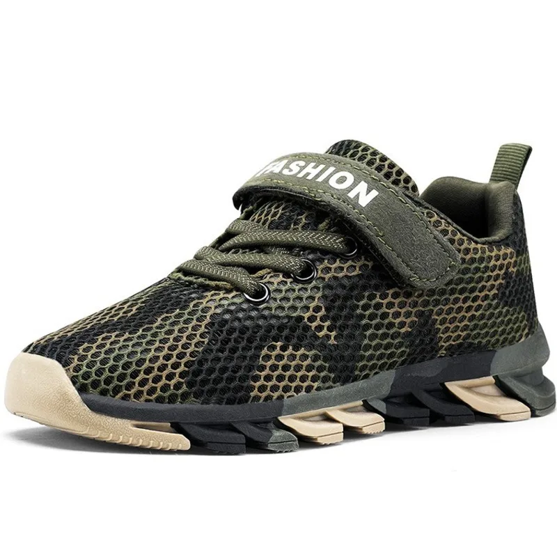 

2019 Trend Kids Sneakers Breathable Air Mesh Running Shoes Children Sports Walking Shoes Outdoor Camouflage Green Blue Trainers