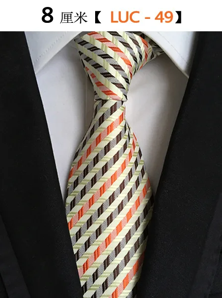 Модный Шелковый мужской галстук 8 см, деловой ГАЛСТУК, классический галстук в полоску для мужчин, свадебные подарки для мужчин - Цвет: LUC-49