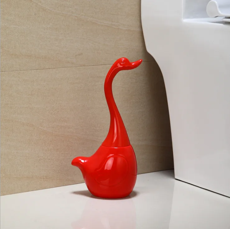 Новая креативная щетка для унитаза, ванная комната, туалет, скраб, держатель для щетки, witcleaning, лебедь, керамика, чистящая щетка для унитаза - Цвет: Красный