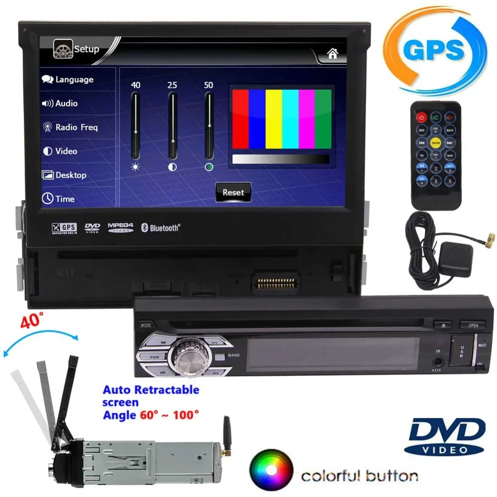 

1din Car bluetooth Audio DVD Player GPS Navigation Stereo in center console Radio Player Audio Supports SD iPod USB Touch screen