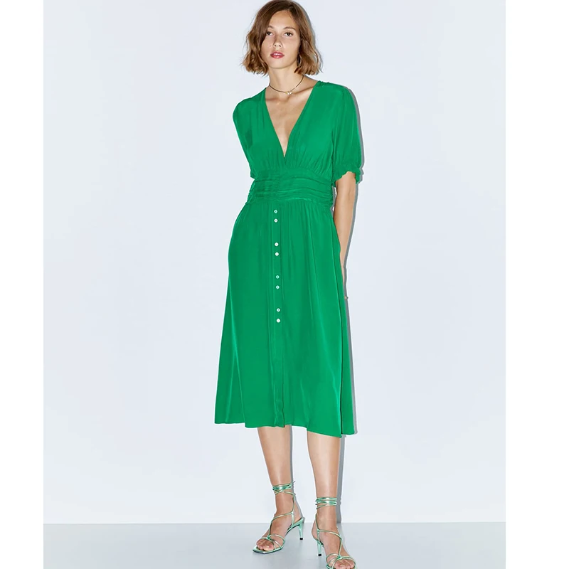 zara green summer dress