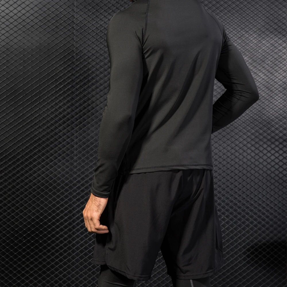 Mens Gyms Sportswear Suit Tight Workout Elasticity Hoodies+Shorts Quick Dry Tight Trainings Fitness SportSuit 2Piece