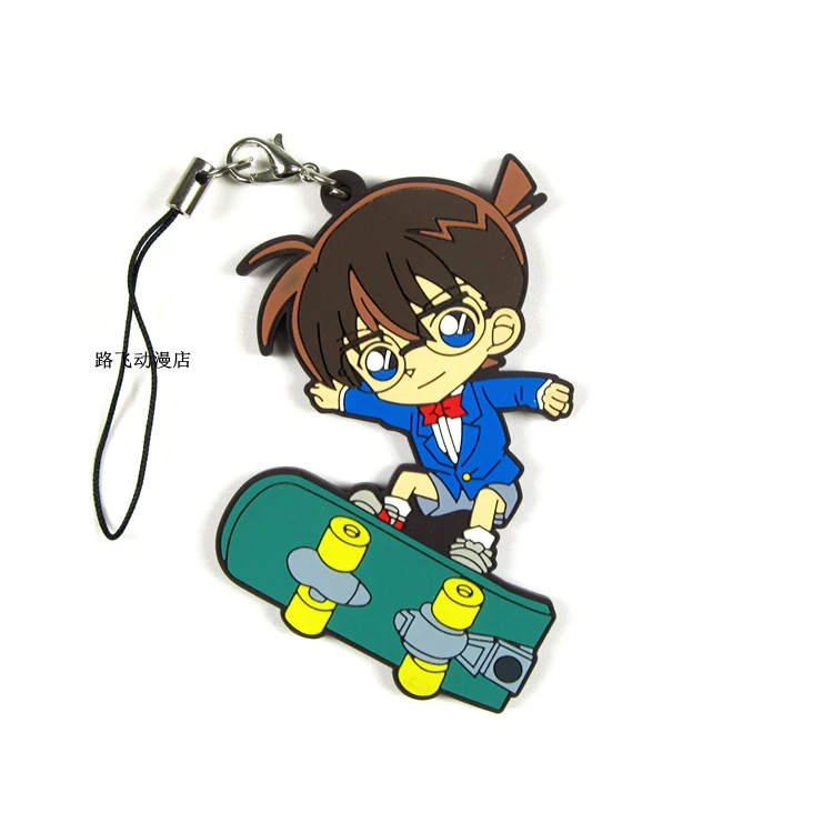 Аниме Detective Conan Rubber Keychain Edogawa Kudou Shinichi Anita Hailey Hattori Heiji экшн фигурка Модель Подвеска 6