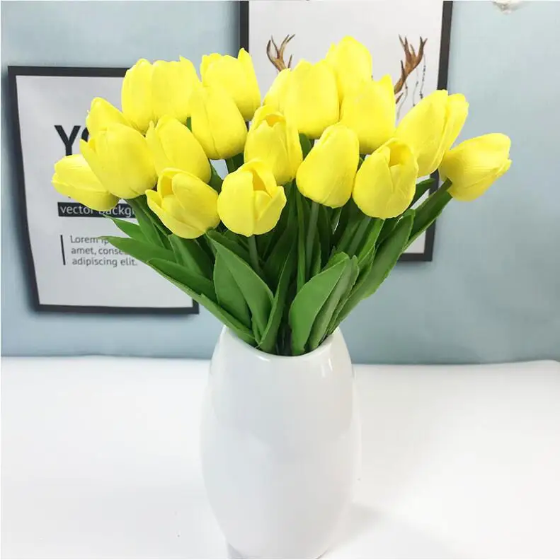

TECHOME Multi-color Simulated Home Room Tulip Soft PU Tulip Flower Decoration Desk Ornament Living Room Decor Wedding Decoration