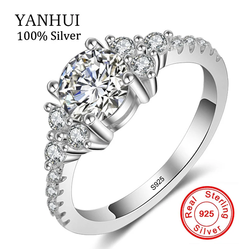 YANHUI Оригинальное роскошное свадебное кольцо 925 стерлингового ...