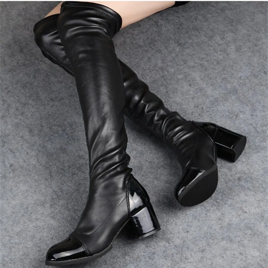 plus size 4 12 thigh high boots 2015 autumn winter thick heel over the knee female motorcycle