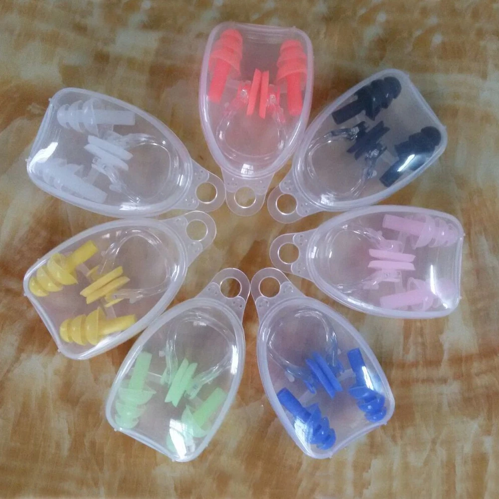 New Arrival Men Women Portable EVA Swimming Diving Ear Plug Nasal Splint Nose Clip Set Outdoor Sports Swim Safety Equipment