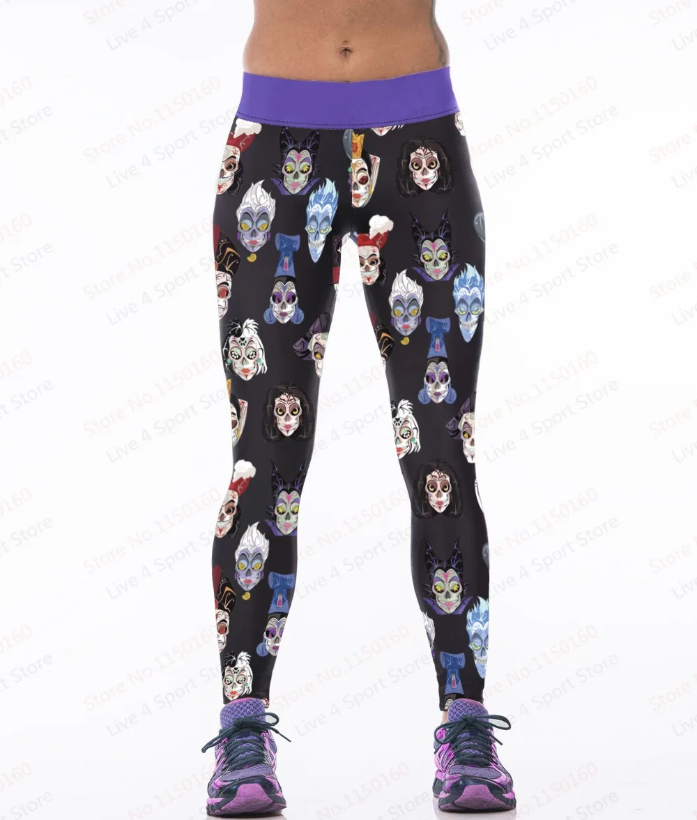 Cartoon Face Yoga Pants Black Beijing Opera Facial Masks Female Sport