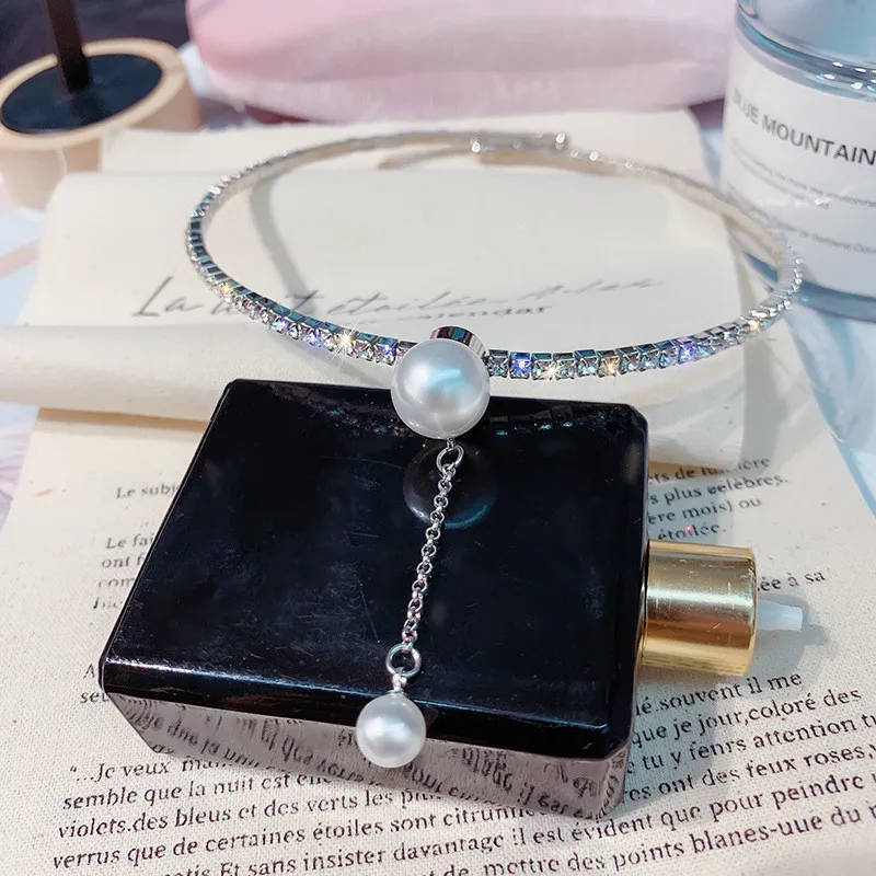 FYUAN колье из искусственного жемчуга ожерелья для женщин Bijoux серебряный цвет стразы Torques ожерелья массивные ювелирные изделия вечерние подарки