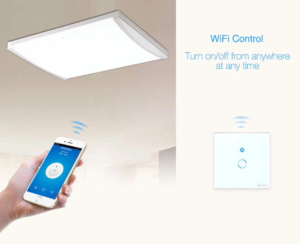 SONOFF Touch EU US Wifi умный настенный выключатель света 1 банда беспроводной eWeLink приложение дистанционное управление стеклянная панель работа с Alexa GoogleHome