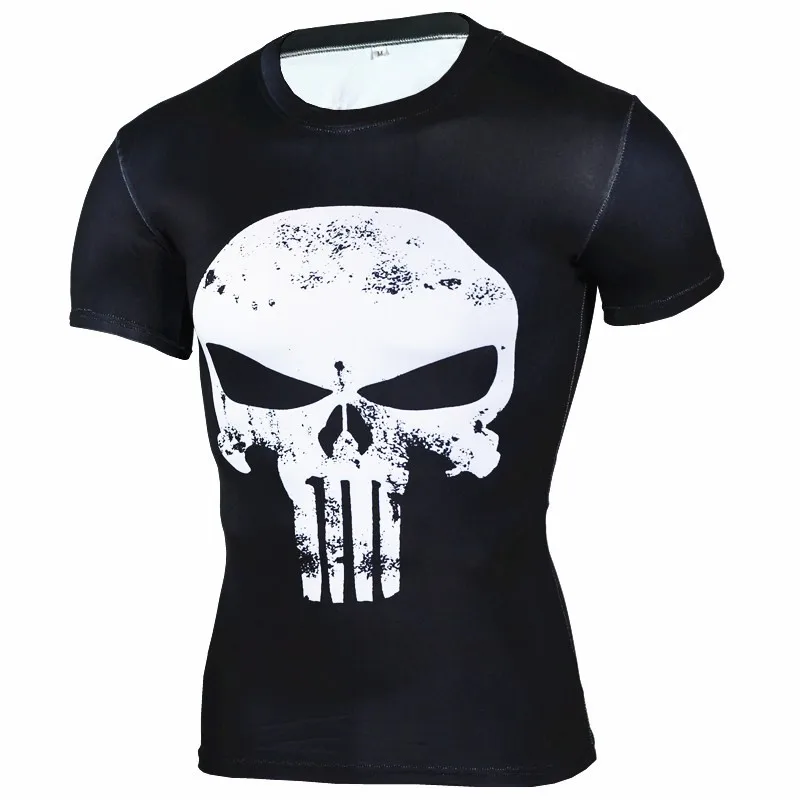 

2018 Punisher Skull 3D T Shirt Men Compression Shirt Men Quick Dry Sport Shirt Bodybuilding Running T Shirts Men Fitness Gym Top