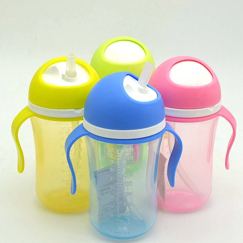 300 мл милая детская чашка с соломинкой, бутылочка для новорожденных, дети учатся для кормления питья, бутылка с ручкой, детская соломенная бутылка для сока воды