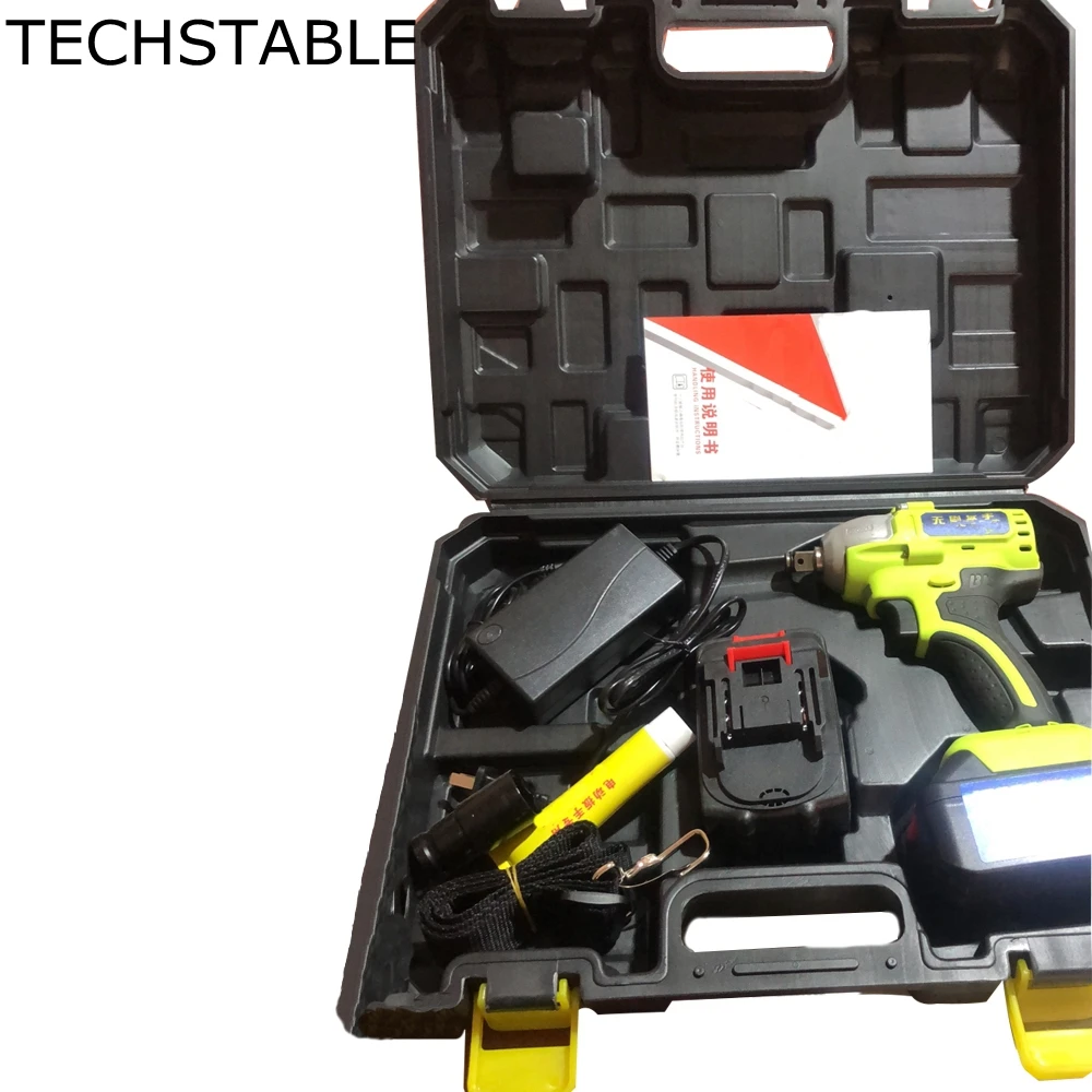 

TECHSTABLE 21v 2 lithium battery Brushless Cordless electric wrench impact wrench rechargeable electric tools