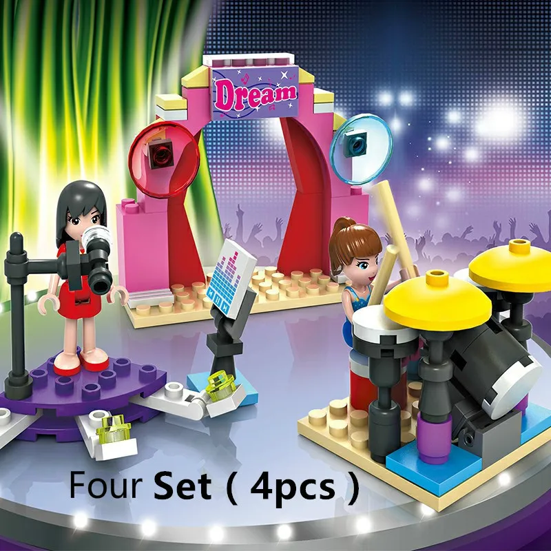

4pcs Girl Friends Activities Series City Building Blocks Sets Model Toys Minifigures Educational Bricks Compatible With Legoed