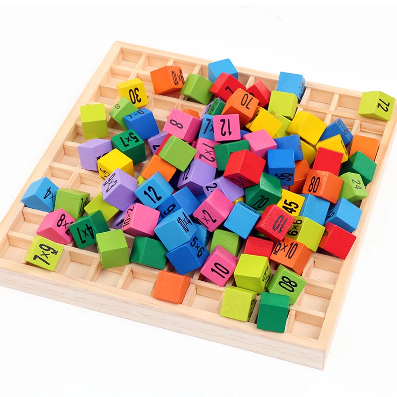 Baby wooden Toys 99 Multiplication Table Math Toy 10*10 Figure Blocks Baby learn Educational montessori gifts
