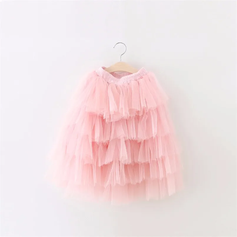 Весенне-летняя одежда для маленьких девочек вечерние юбки принцессы модные кружевные длинные фатиновые юбки-пачки Одежда для детей от 2 до 7 лет - Цвет: pink