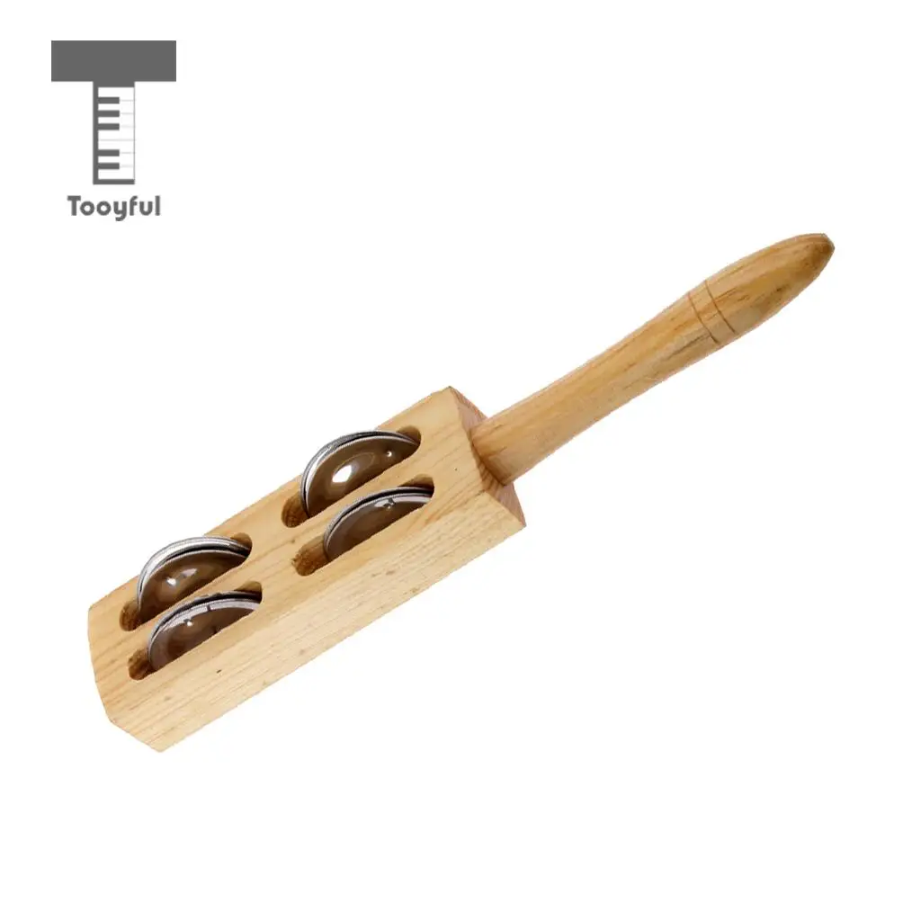 Tooyful 1 Set Handbell Cymbal + Tambourine Hand Percussion Musical Instrument Toys for Kids Baby Toddler Rattle Toys Gift	
