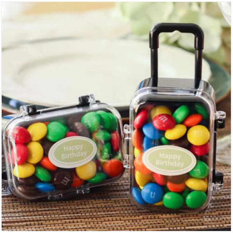 1Pc Rolling Travel Suitcase Shaped Favor Gift Bag Baby Shower Birthday