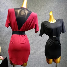 Топ для латинских танцев, женские черные/красные топы для латинских танцев, черные газовые задние Фламенго, тренировочная Женская одежда для латинских танцев VDB416