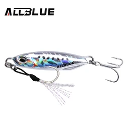 ALLBLUE Enhanced Metal Cast Jig Spoon - Shore Casting Fishing Lure & Artificial Bait Tackle - 60g (Color G)