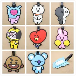 Дорожные аксессуары BTS BT21 серии багажные бирки рисунки из мультфильма ПВХ мягкий гель чемодан ID Addres держатель Багажа интернат переносная