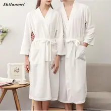 Повседневное V образным вырезом кимоно с поясом банные мужские халаты плюс Размеры пикантные однотонные 7 цветов халат Для мужчин s халат Мужской домашние халаты для пар