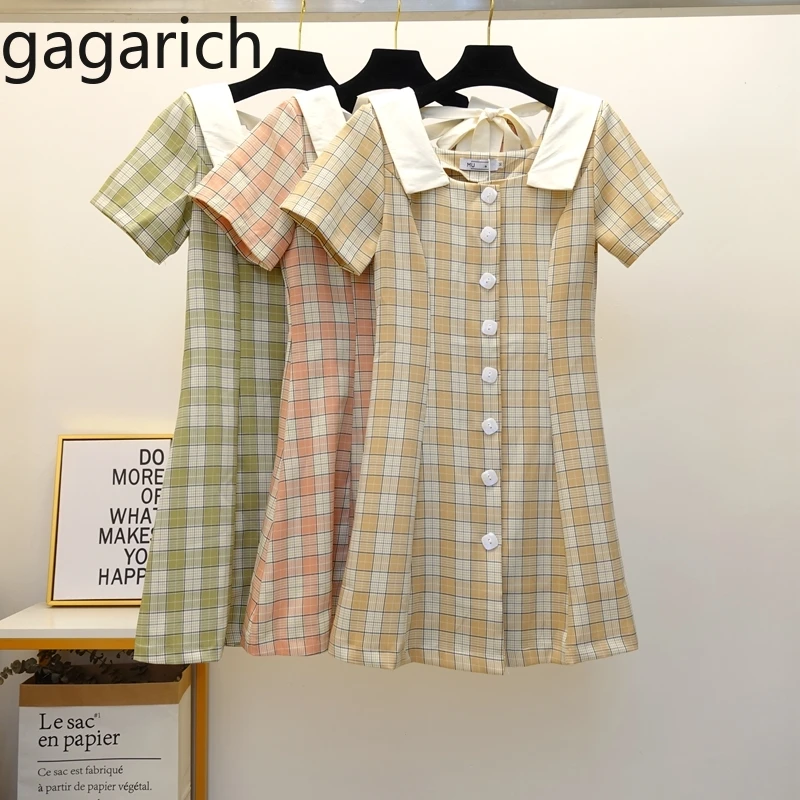

Gagarich Women Dress Short-sleeve Dress Palid Square Collar New Summer Elegant Midi Female Dresses Vestidos Verano