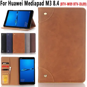 

Retro Book Style Leather Flip Cover Case for Huawei Mediapad M3 8.4 inch BTV-W09 BTV-DL09 Coque Capa Funda with Card Slot