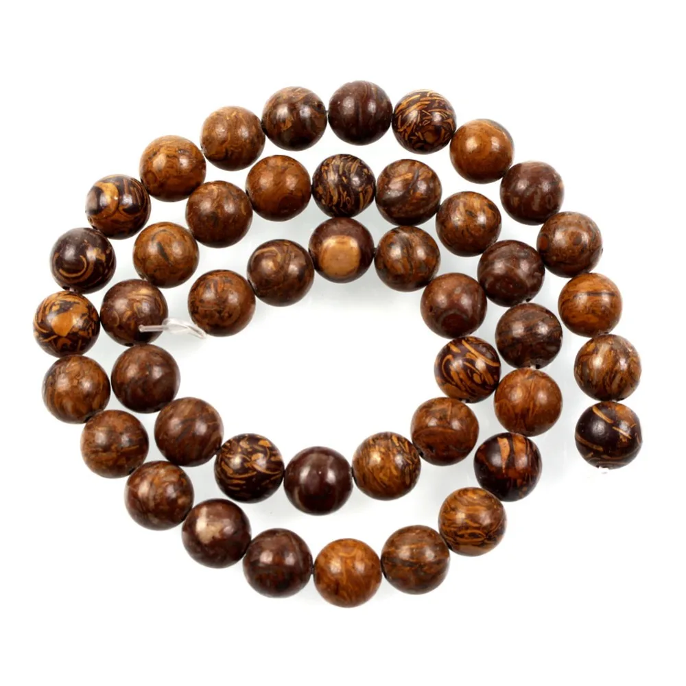 

15" Strand Natural Stone Beads Tibetan Buddhism Nanmu Wood Prayer Beads Round Loose Beads For Jewelry Making Bracelet 4-12mm