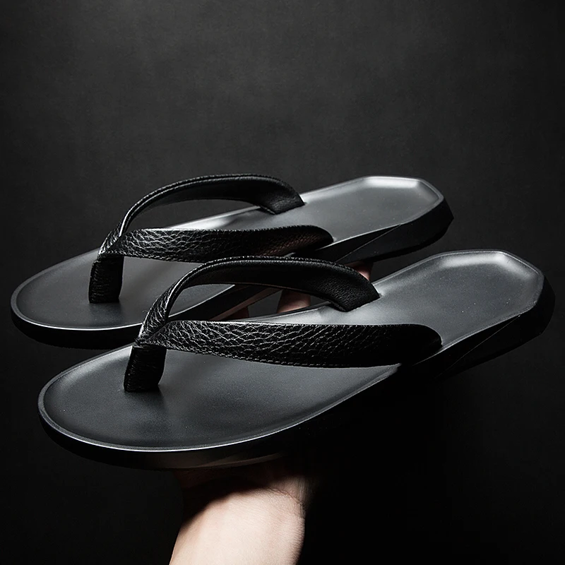 NINYOO/Летние вьетнамки; Мужская обувь; тканые Повседневные тапочки из натуральной кожи; нескользящая резиновая подошва; Классная черная пляжная обувь на плоской подошве; 44
