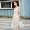 ARTKA 2022 Summer Women Dresses Retro V-Neck Dress Elegant Lace Long Dress Hollow Lace Short Sleeve Dress For Women LA13590X ► Photo 3/6