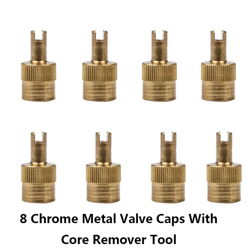 

CARPRIE Car Tire Valve Stem Caps 8PCS Metal Slotted Head Valve Stem Caps Gold With Remover Tool Motorcyle/Car Valve cap je14