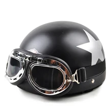 Новый Мотоцикл Езда Шлем Vintage Style Национальный флаг Открытым Лицом Половина Touring Chopper Cruiser Байкер Мопедов Шлемы и Очки