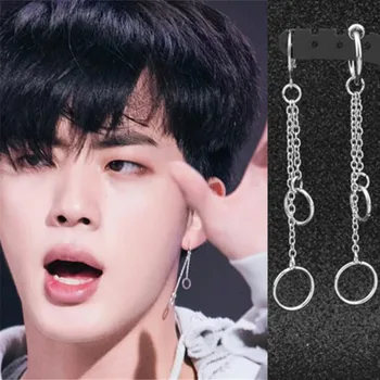 

KPOP DNA Korean Star V Tassel Stud Earrings Female Earrings Male Stainless Steel Punk Earring For Women Man Hip Hop Jewelry