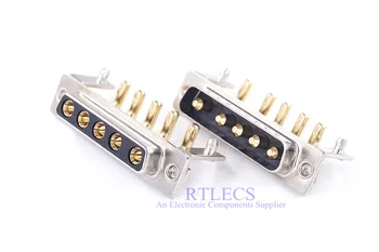 

1 piece High Current 30 Amp D-Sub Hybrid Connector 5w5 Male Female 5 Power Panel Mount Right Angle With Metal Bracket