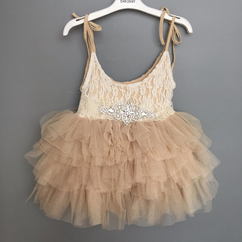 

infant girl lace ball gown for birthday party layers fluffy beach sling dress on holiday costume for a litter girl 5pcs/lot