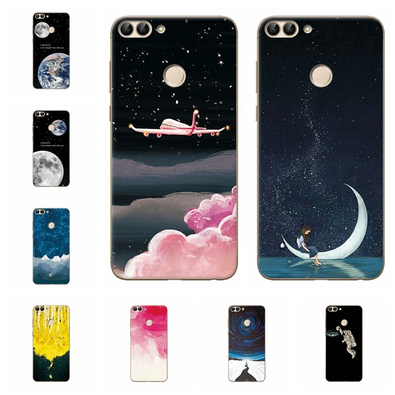 

Couple Sky Moon Earth Case For Huawei Huawei P Smart Soft TPU Silicone Phone Capa Back Cover For Huawei PSmart Case Fundas