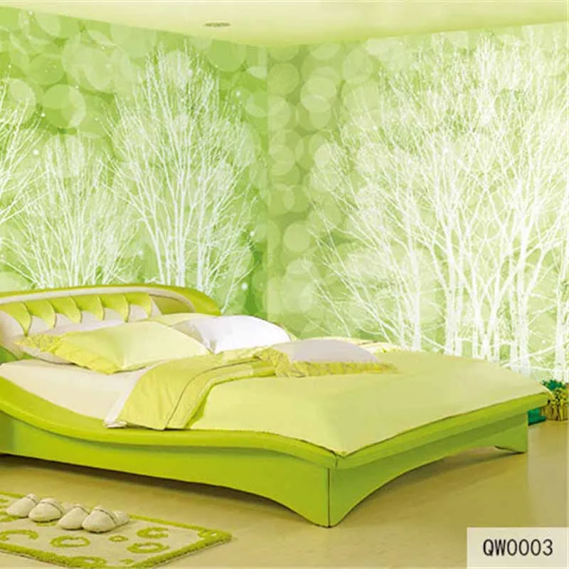 

Custom 3D Print DIY Fabric &Textile Wallcoverings For Walls Cloth Murals Abstract Trees Green Washable Matt Silk For Bedroom New