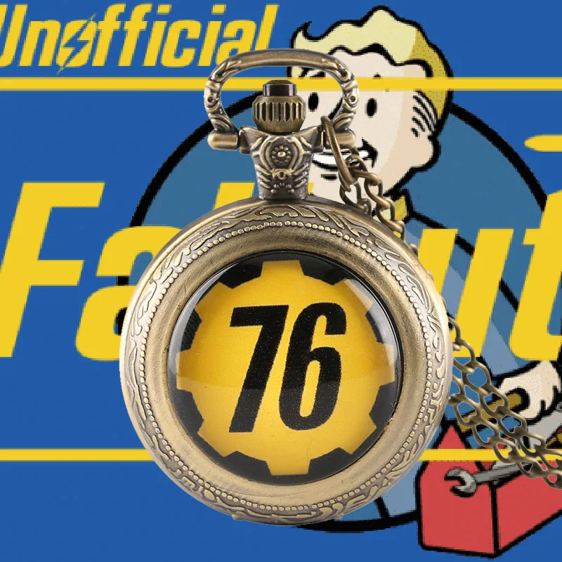 Fallout карманные часы Fallout 76 Винтаж Подвесные часы тема Fallout 4 кварцевые панк Прохладный карманные часы Подарки для мужчин для женщин reloj