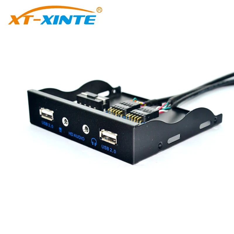 

High Speed 9in to 2 Ports USB 2.0 Hub USB 2.0 Front Panel + HD Audio Connector Optical Drive for PC Desktop 3.5 Inch Floppy Bay