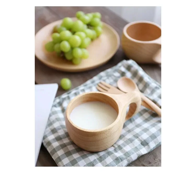 Японский стиль, деревянная чашка из натурального дерева, первобытная, ручная работа, натуральная ель, деревянная чашка, для завтрака, пива, молока, посуда для напитков, чашка зеленого чая