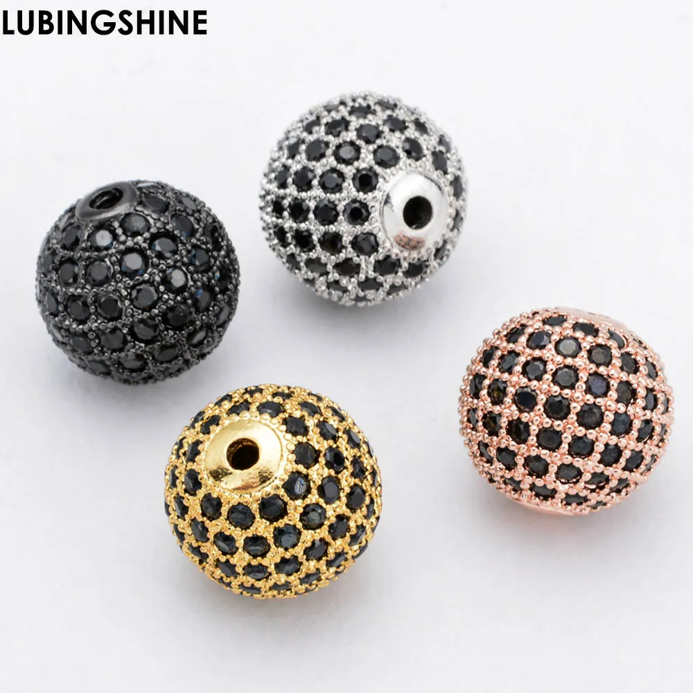 

Luxurious Zircon Disco Ball Beads Charms Gold Silver Color Copper Round Beads Fit Bracelet Pendant Necklace Jewelry Making